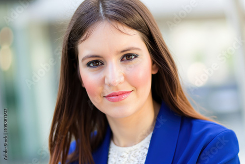 Young businesswoman smiling and posing in office building hallway Free Download Young businesswoman smiling and posing in office building hallway - GFXLoad