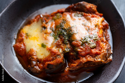 Obraz na płótnie rustic italian eggplant parmigiana w salonie