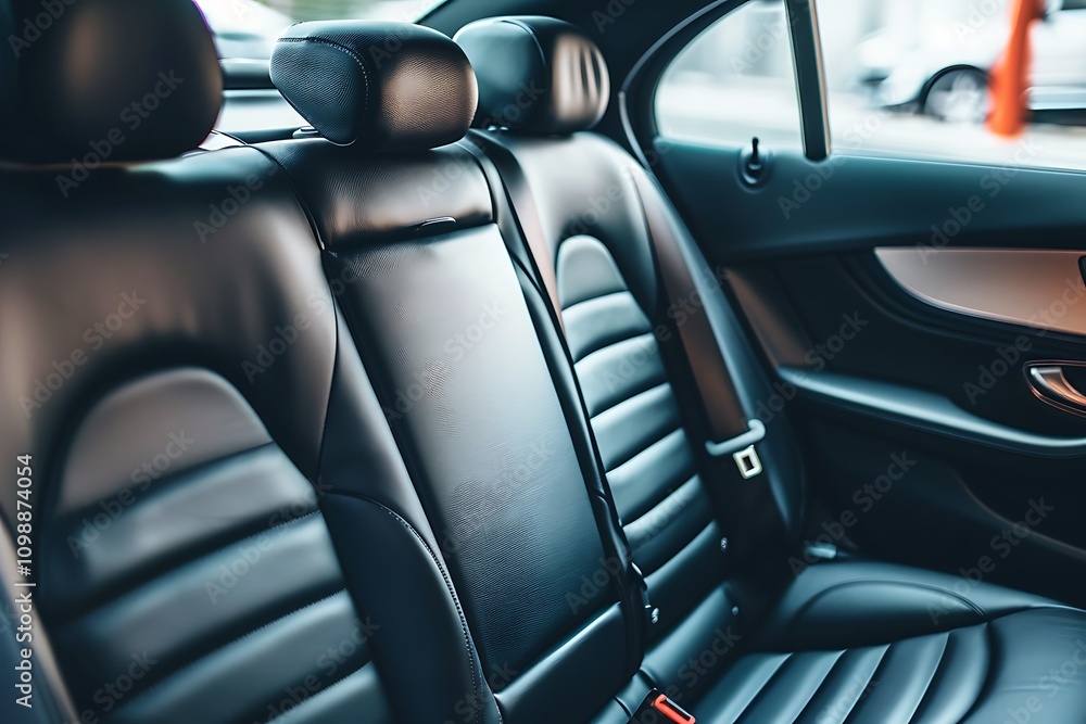 Obraz premium Luxury car inside with comfortable leather seats