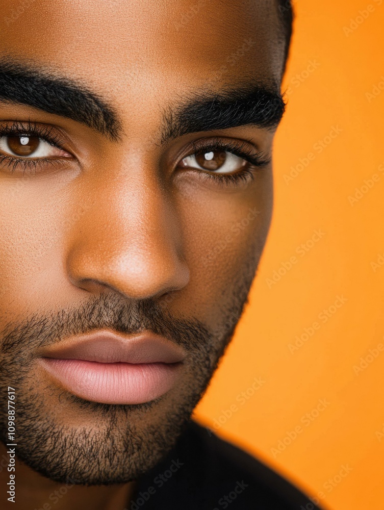 Obraz premium Close-up of a man's face. AI.