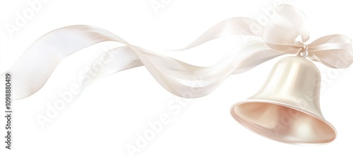 Elegant White Bell with Flowing Ribbon: A Symbol of Celebration photo