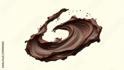 Rich, velvety chocolate swirling through a creamy white background, chocolate swirl, creamy white