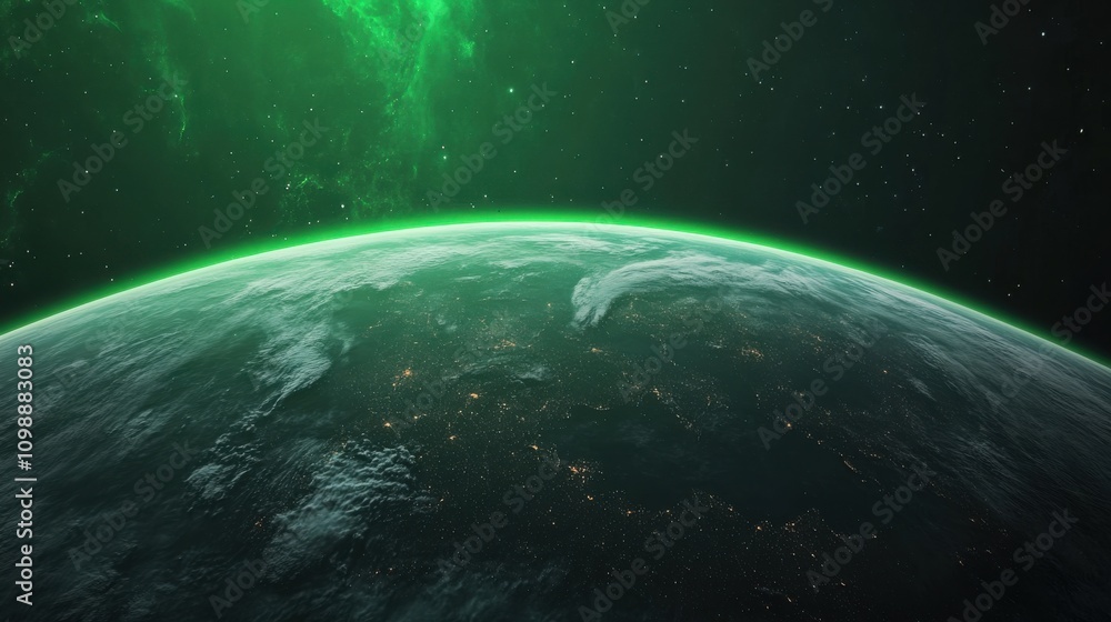 Obraz premium Glowing Earth on Ozone World Background