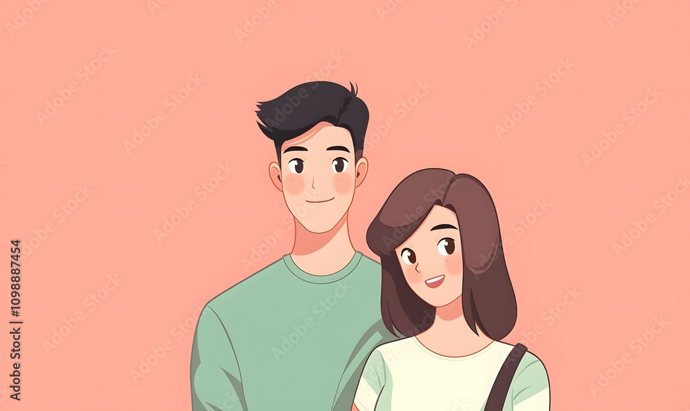 Obraz premium Handsome Young couple with Ample Copy Space,generation AI