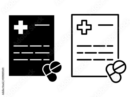 medicine prescription icon vector illustration, isolated on white