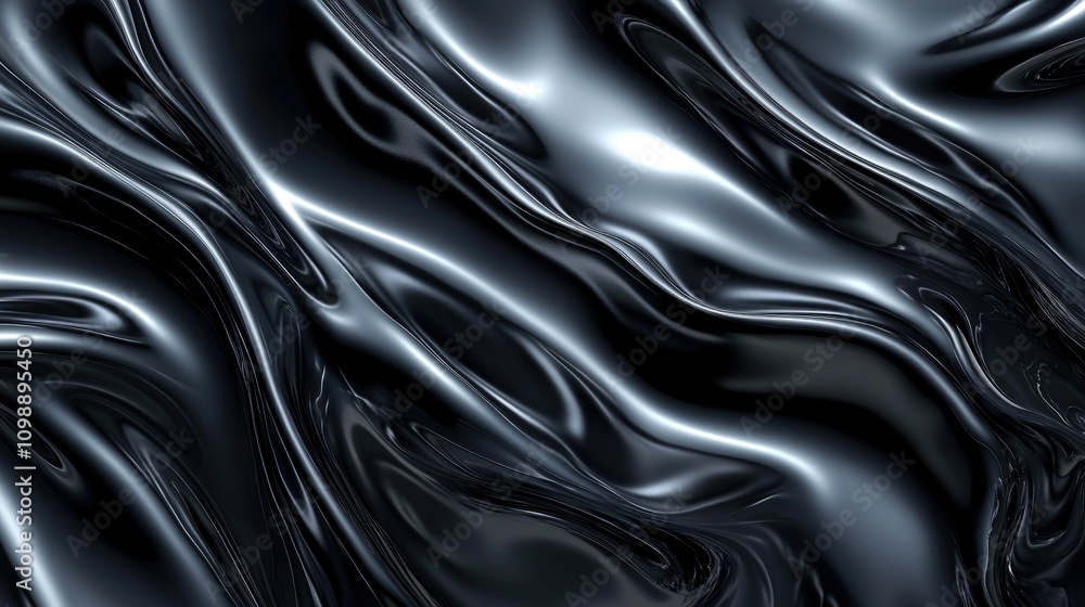 Fototapeta premium Dramatic dark grey abstract fluid texture background, with ripples and metallic surface creating an elegant and striking visual composition