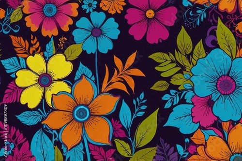 Funky floral illustration background