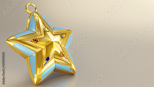 christmas star with gems on a white background photo