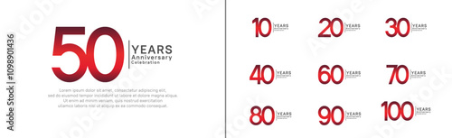 anniversary logo set. vector design red and black color can be use for special moment