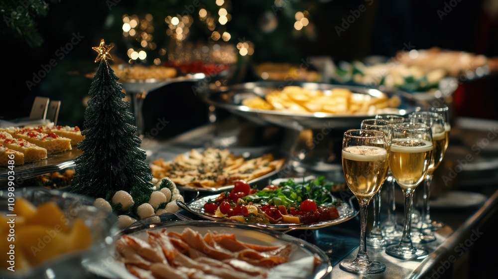 Fototapeta premium Festive buffet with champagne.
