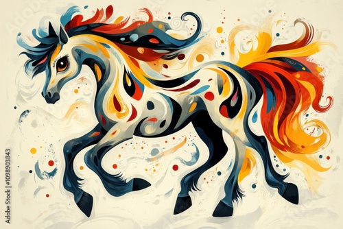 Abstract Colorful Horse Artistic Painting Design photo