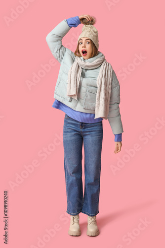 Beautiful young shocked wom...