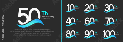 anniversary logotype set. vector design white color number can be use for special moment