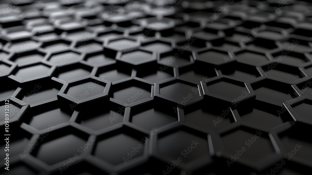Fototapeta premium A 3D abstract image of a black honeycomb pattern.