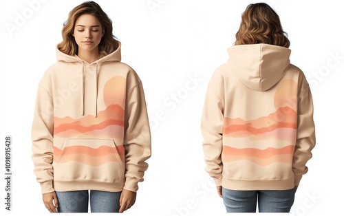 Stylish hoodie with sunset design photo