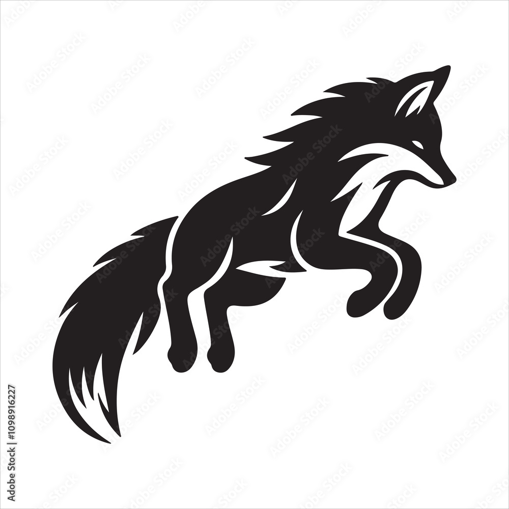 Naklejka premium black and white wolf