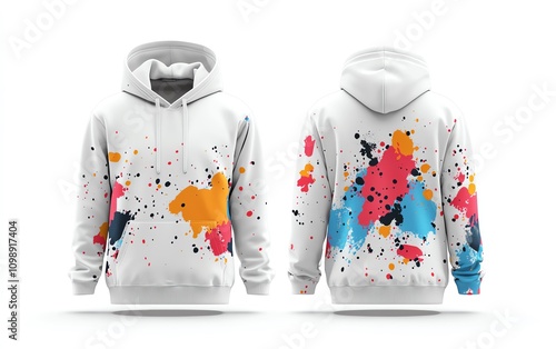 Hoodie with colorful splatter design photo