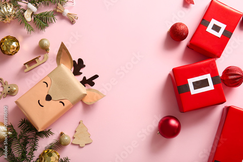 Frame made of gift boxes an...