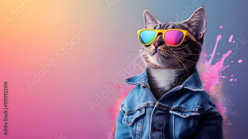 Whimsical and vibrant pop art illustrations of quirky cats in playful scenarios, featuring editable text spaces for versatile use in posters, banners, and promotional designs.