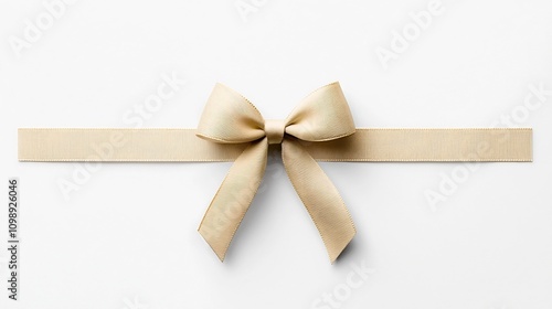 Elegant champagne gold silk ribbon Christmas bow watercolor Soft ornate holiday with delicate shiny shimmering metallic accents