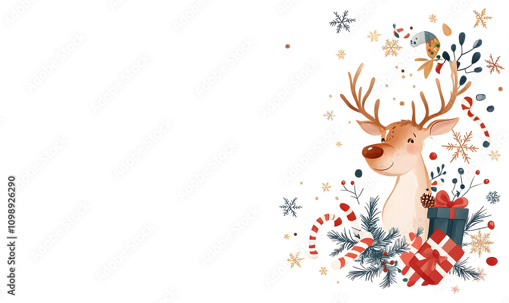 Fototapeta premium Christmas and new year with Elegant Ornaments Style Perfect for Tags, Posters, and Banners with Space for Text