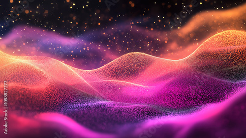 Graphic design of abstract science and technology background with network lines and floating