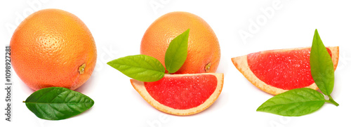 Set of fresh grapefruit isolated on white background. Juicy fruit