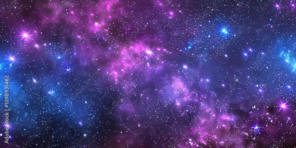 Obraz premium Purple and Blue Galaxy: A starry galaxy filled with twinkling purple and blue stars, as if one could reach out and touch the night sky