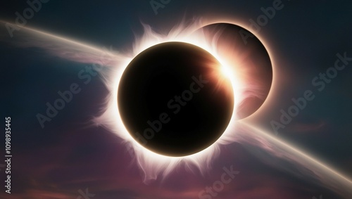 Stunning Solar Eclipse View: Moon Completely Covers the Sun with a Radiant Halo Against a Dark Sky photo