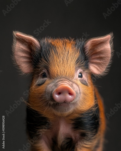 Mystic portrait of Tamworth Piglet, copy space on right side, Headshot, Close-up View, isolated on white background photo