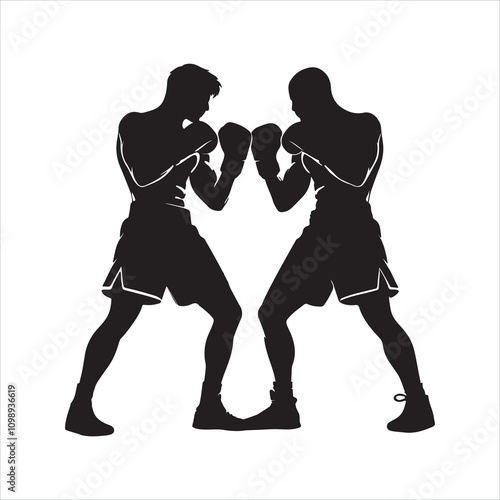 boxers silhouette on white background
