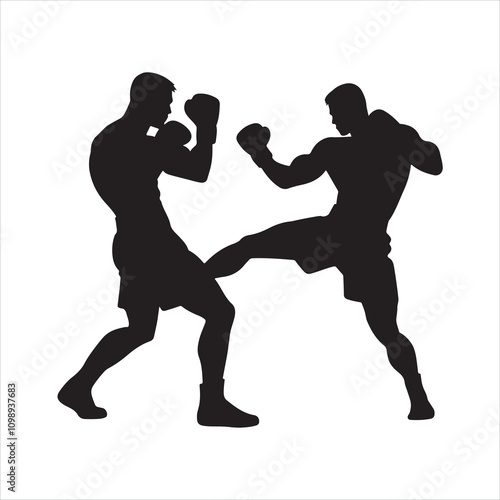 boxers silhouette on white background
