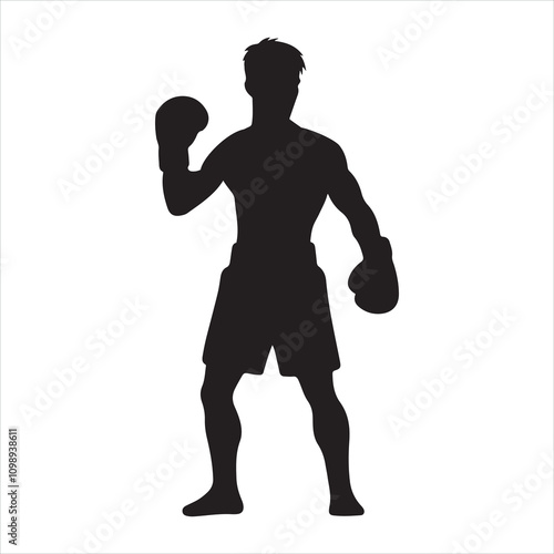 boxers silhouette on white background
