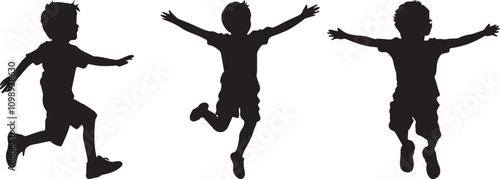 Silhouette of a child running with arms outstretched vector silhouette