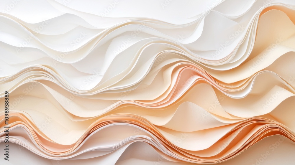 Obraz premium Soft, flowing layers of pastel-colored paper create an elegant texture, showcasing subtle gradients and gentle waves.