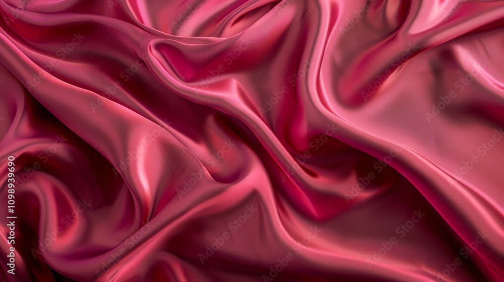 Obraz premium Close-up of red, flowing satin fabric.