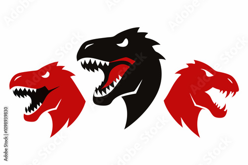 Dinosaur Heads Silhouettes vector illustration.