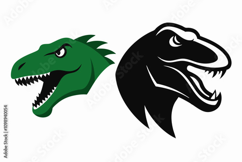 Dinosaur Heads Silhouettes vector illustration.