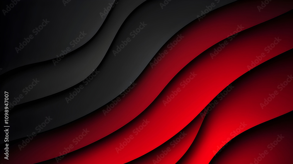 Fototapeta premium Abstract Red and Black Wave Background Design