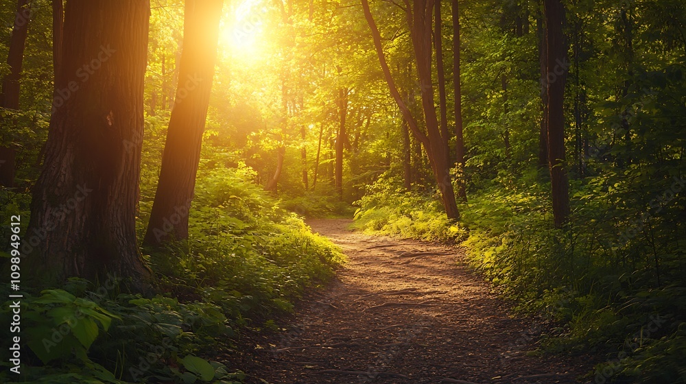 Fototapeta premium Sunlit Forest Path
