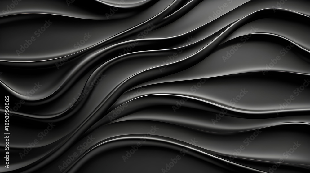Fototapeta premium Abstract Black Wavy Lines Smooth Surface Design