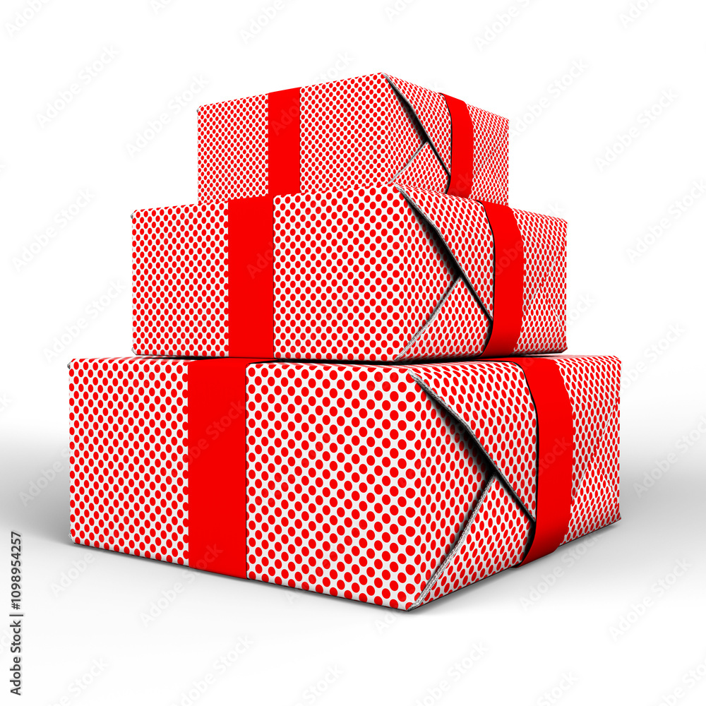 Obraz premium Gift Box. Template for Present, Valentine, Birthday or Wedding Banners. 3D Illustration. File with Clipping Path.