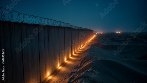 Border Wall at Night