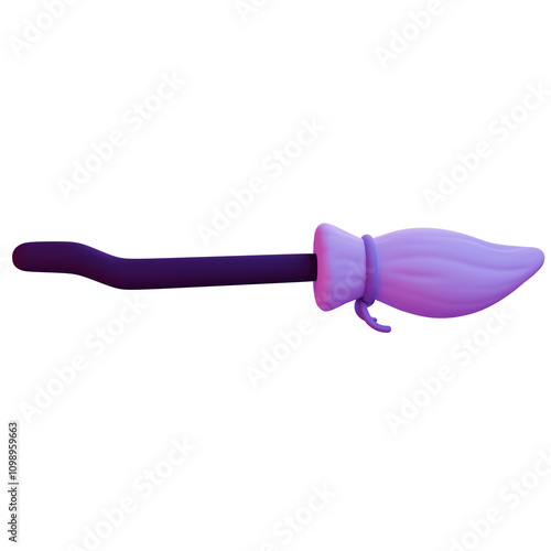 3D Illustration of a Witch Broomstick