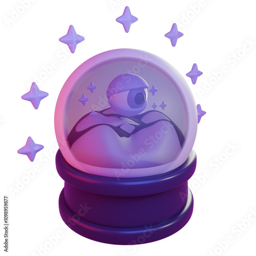 Seer ball glass with eye and white sand
