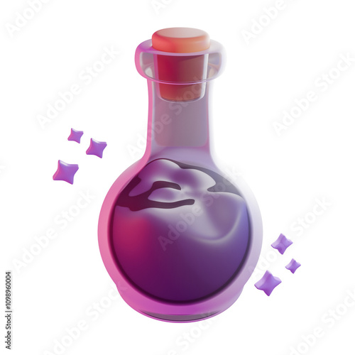 flask with a liquid. Cute Witchcraft 3D Icons