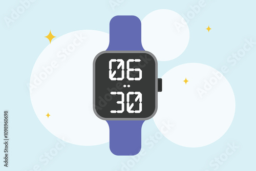 Alarm and clock concept. Colored flat vector illustration isolated.