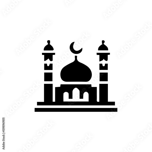 Simple Vector Icon of a mosque – Logo Design Illustration