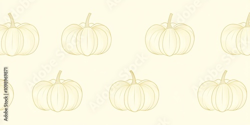 panoramic style background featuring hand-drawn pumpkin outlines pattern for celebration, agriculture, prosperity themes photo