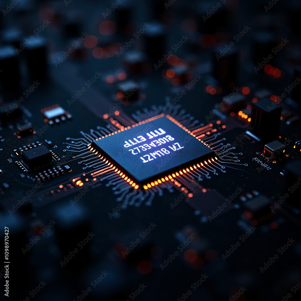 Fototapeta premium From directly above the semiconductor,Semiconductor Electron Circuits